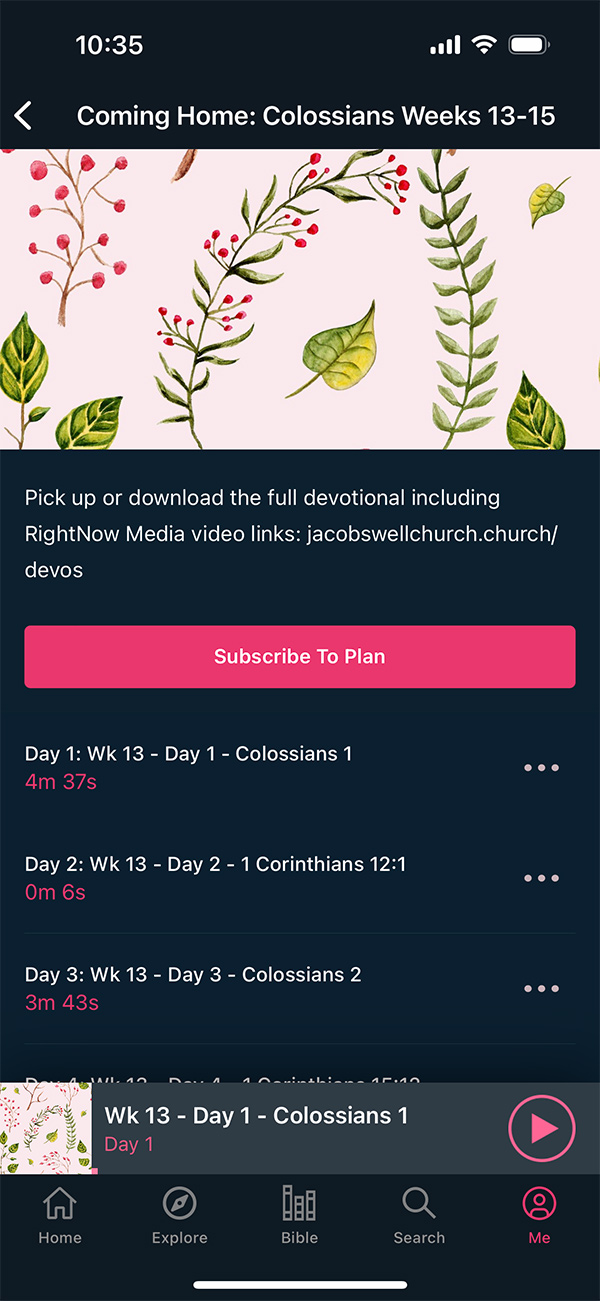 Reading Plan on the Dwell App